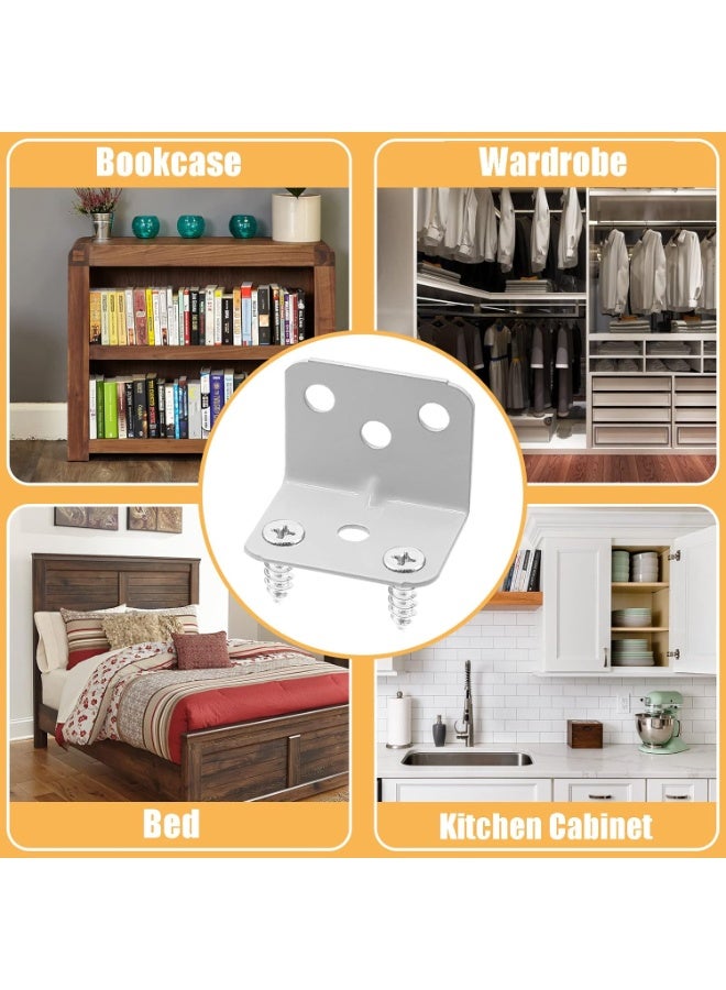 jaexest 12PCS 1.5 × 1.1 بوصة L شكل رف قوس أبيض 28 × 28 × 36 مم زاوية معدنية قوس 90 درجة زاوية يمينة L قوس دعم مع المسامير لرفوف الأثاث الخشبي - Image 3